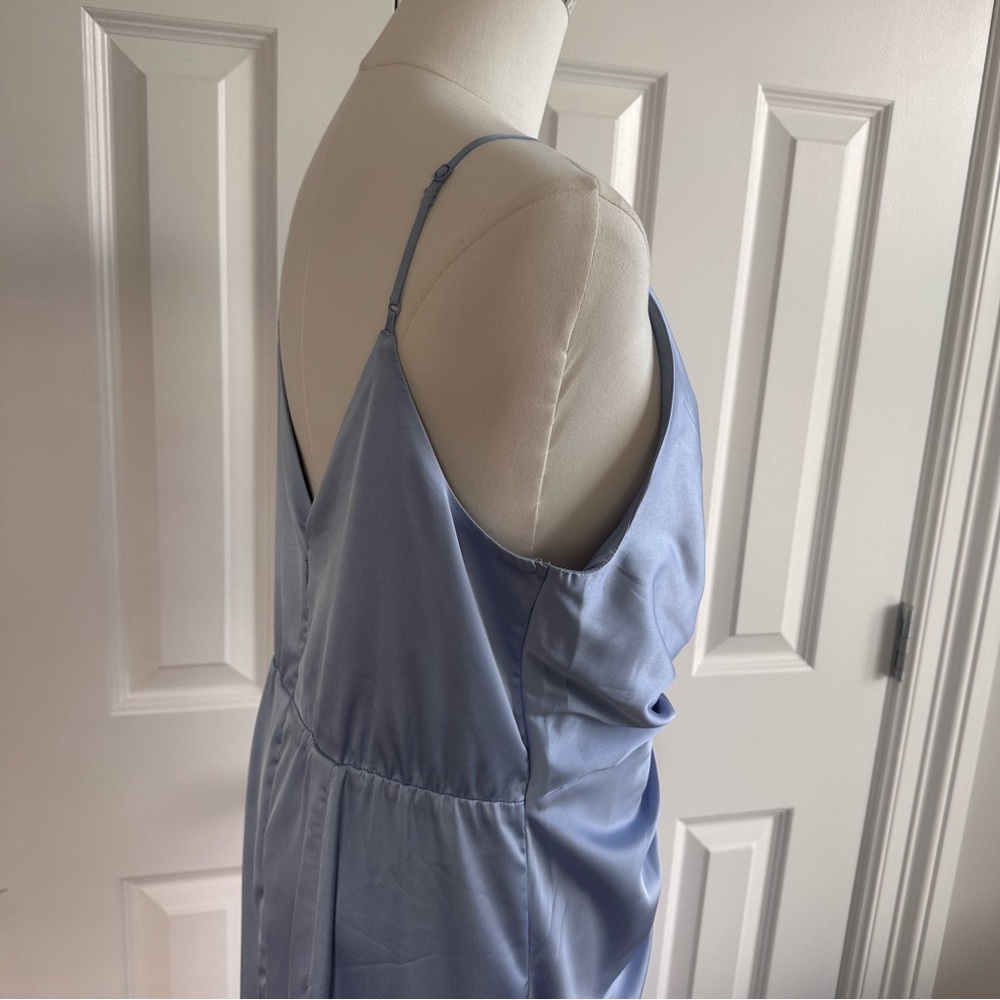 Abercrombie & Fitch Blue Twist-Front Spaghetti Strap Prom Wedding Dress Size L - Picture 7 of 12